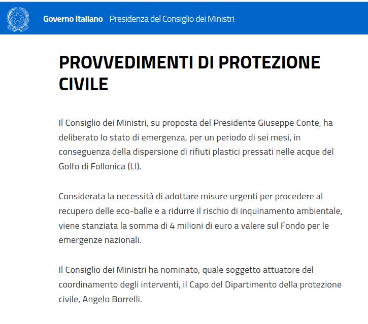 ecoballe stato di emergenza