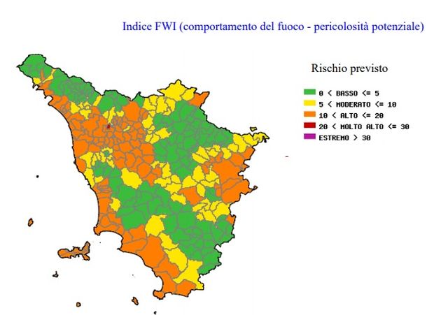 indice rischio incendi regione