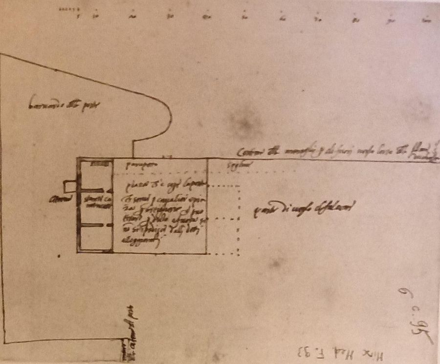 Giovanni Camerini.Disegno con progetto degli alloggiamenti alla porta di Terra 2