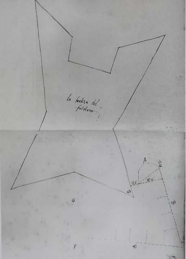 Gabriele Sorbelloni. Maggio 1558.Tracciato della fortezza del Falcone