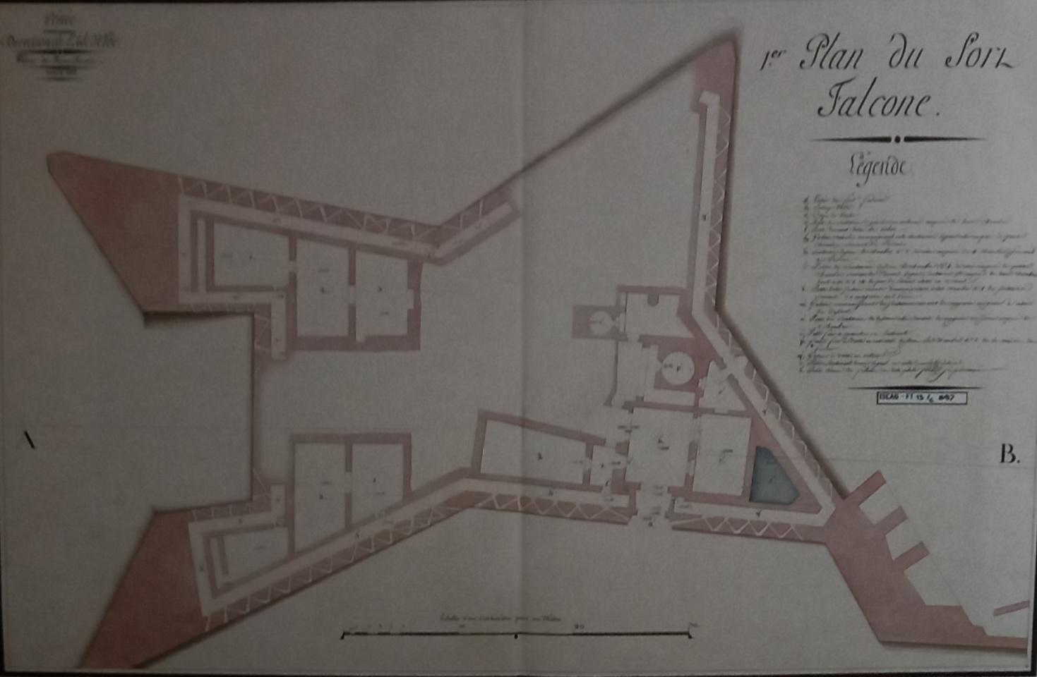 Forte Falcone .Rilievo planimetrico  del piano sotterraneo.1808. 7