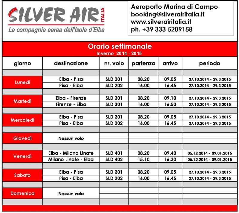 Silver Air Orario Invernale jpg