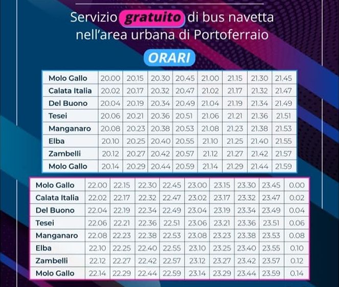 bus notturno orari tg