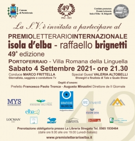 A Portoferraio la 49^ edizione del Premio Letterario Internazionale Isola d&#039;Elba - R. Brignetti