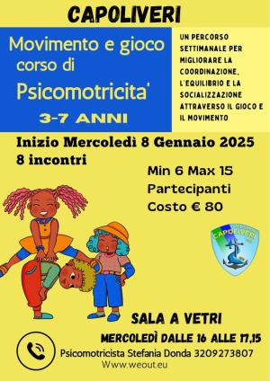 Inizia domani a Capoliveri il corso di psicomotricità per bambini dai 3 ai 5 anni