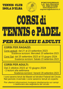 Riprendono i corsi di tennis e padel al Tennis Club Isola d&#039;Elba