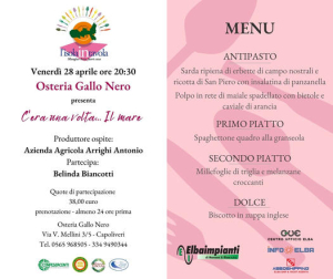 L’Isola in Tavola - il 28 aprile appuntamento all’Osteria Gallo Nero a Capoliveri