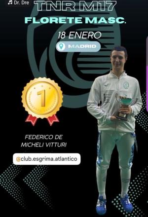 Federico de&#039; Michieli Vitturi primo nel fioretto under 18 a Madrid