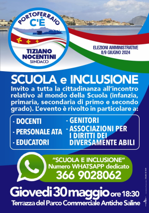 La lista “Portoferraio c’è” organizza un incontro dedicato alla scuola e all’inclusione