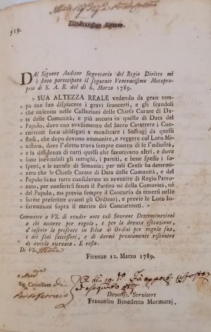 Portoferraio 1789. Riforma della collazione