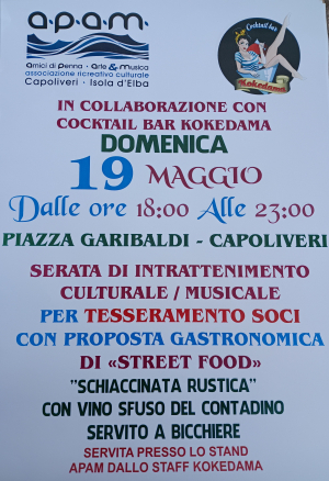 Serata dedicata a gusto, musica e cultura con l&#039;Associazione APAM a Capoliveri