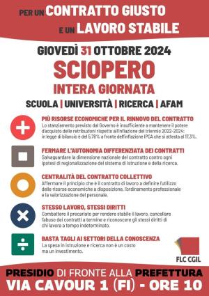 Il 31 ottobre sciopero dei settori scuola, università, ricerca e Afam