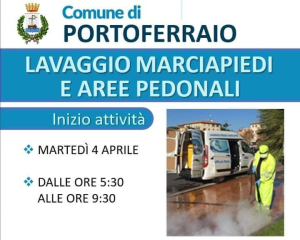 Portoferraio, lavaggio di marciapiedi e aree pedonali