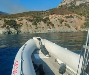 L&#039;incendio boschivo a Pomonte, la Guardia Costiera in supporto alle operazioni dei Vigili del Fuoco