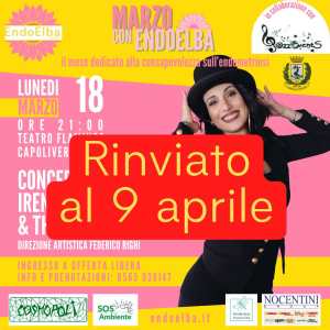 Rimandato al 9 aprile il concerto di Irene Guglielmi per EndoElba