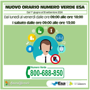 Nuovo orario per il Numero Verde ESA