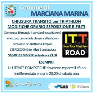 Variazione orario raccolta rifiuti a Marciana Marina in occasione del Triathlon Olimpico