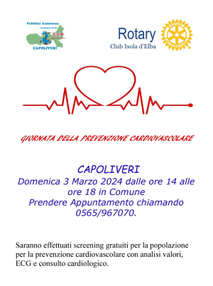 Prevenzione cardiovascolare, a Capoliveri il 3 marzo screening gratuiti per la popolazione