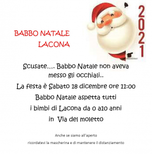 Sabato 18 dicembre a Lacona arriva Babbo Natale