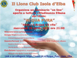 Acqua pura, dove c’è acqua c’è vita - Seminario on line con il Lions Club 