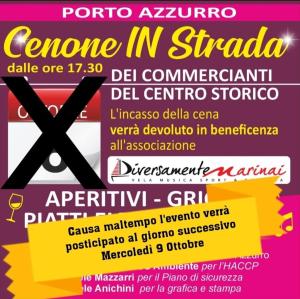 Rimandato a mercoledì 9 ottobre il &quot;Cenone in strada&quot; a Porto Azzurro