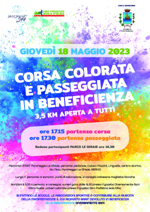 Il 18 maggio alle Ghiaie corsa colorata e passeggiata di beneficenza