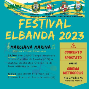 Elbanda, il concerto di stasera si svolgerà al Cinema di Marciana Marina