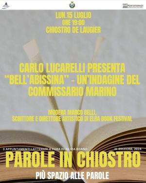 Parole In Chiostro: appuntamento stasera con lo scrittore Carlo Lucarelli