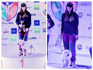 Ylenia Feola con i suoi cani Achille e Kali campioni italiani di Mantrailing sportivo