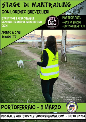 Sabato 5 marzo stage mantrailing con Let&#039;s Dog ASD