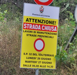 Chiusura strada del Volterraio per lavori di sfalcio dell’erba lungo le banchine stradali